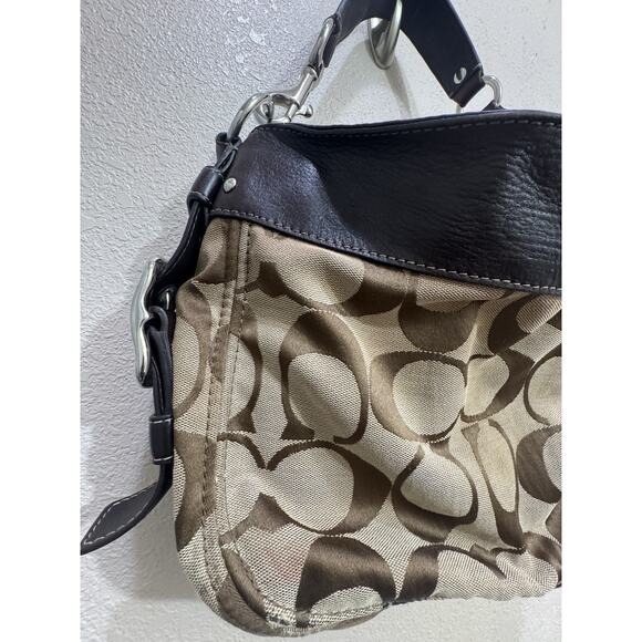 Coach Shoulder Brown Signature Bag Purple Lining - Picture 11 of 13